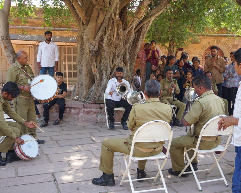 Military band playing