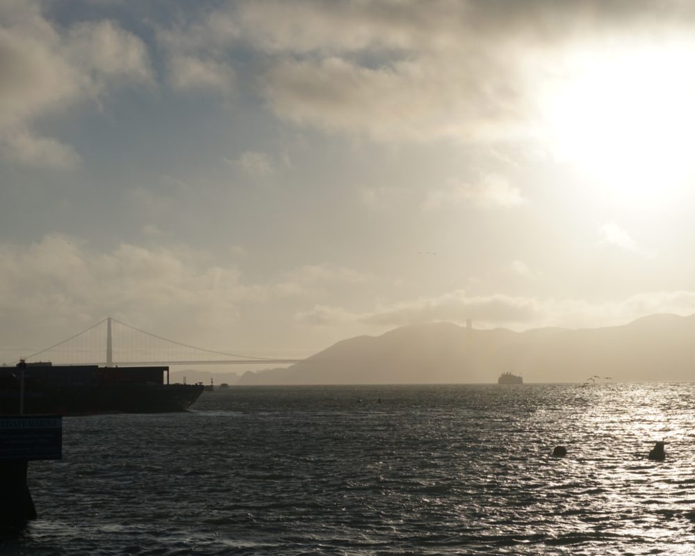 Sunset over over golden gate bridge